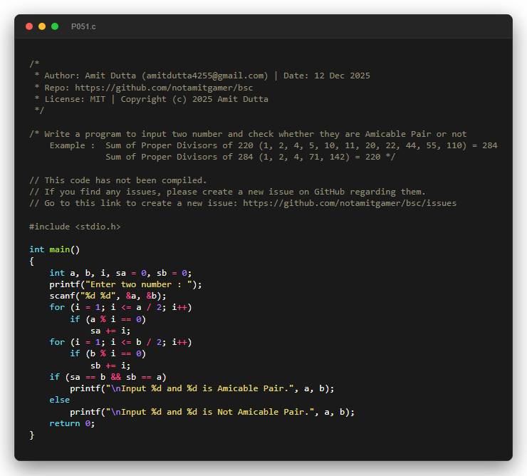 Write a program to input two number and check whether they are Amicable Pair or not Example :  Sum of Proper Divisors of 220 (1, 2, 4, 5, 10, 11, 20, 22, 44, 55, 110) = 284 Sum of Proper Divisors of 284 (1, 2, 4, 71, 142) = 220